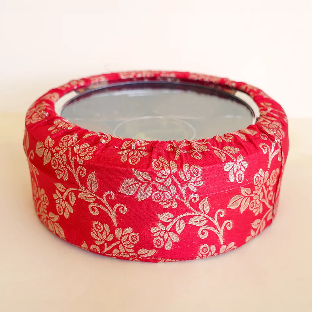 Indian Spice Box gift wrapped in traditional sari fabric