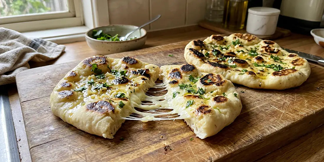 Cheese and Garlic Naan Recipe (Stuffed & Easy)