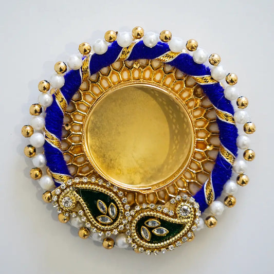 Peacock Diya Tealight Holder with Pearl Detail