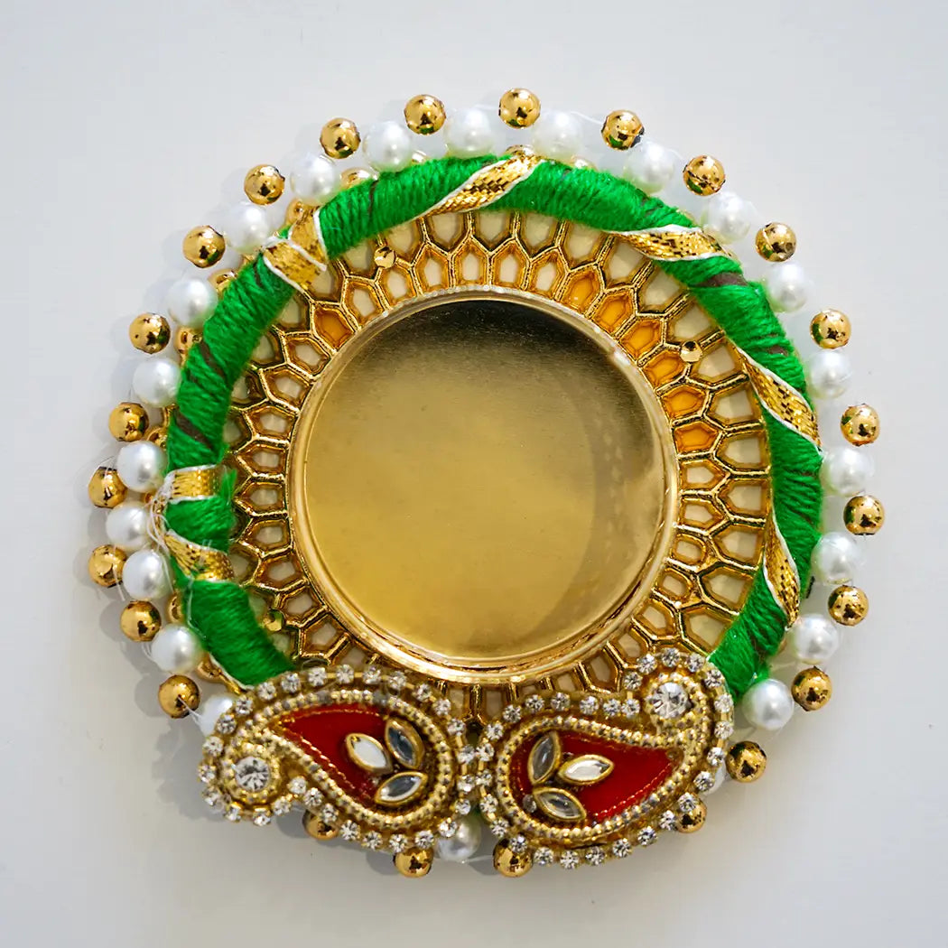 Peacock Diya Tealight Holder with Pearl Detail