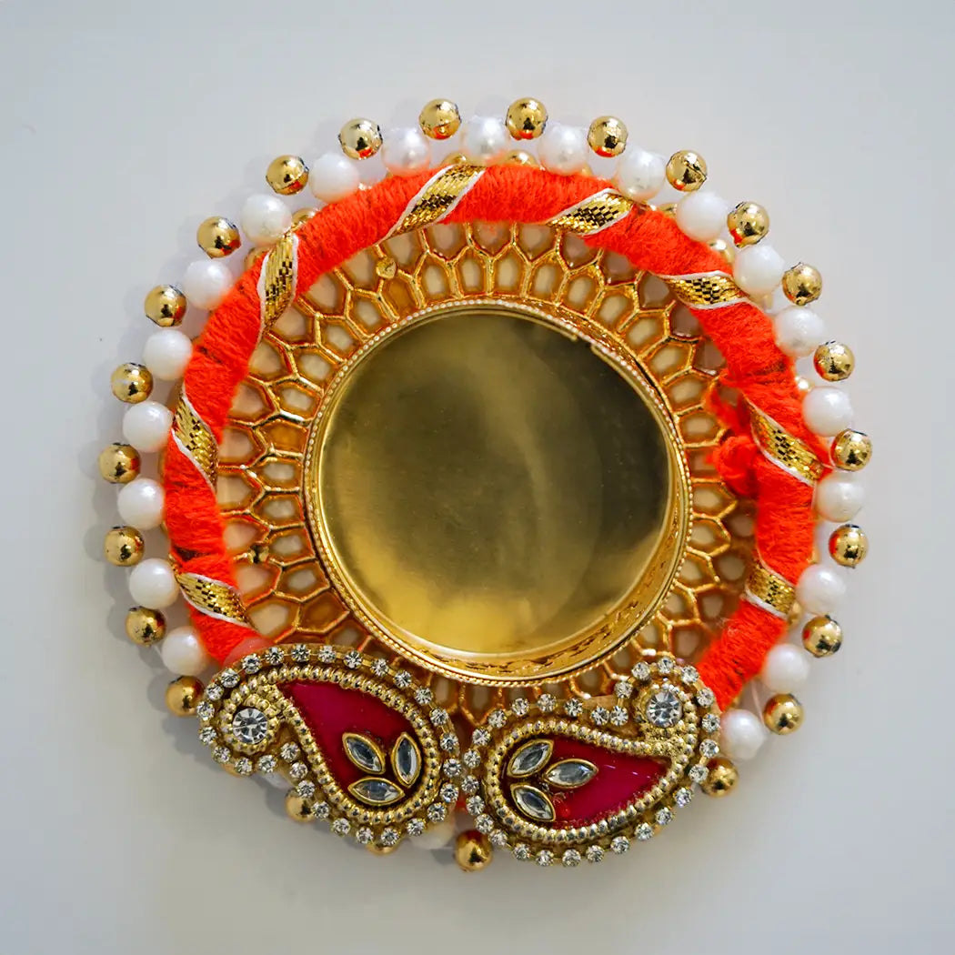 Peacock Diya Tealight Holder with Pearl Detail