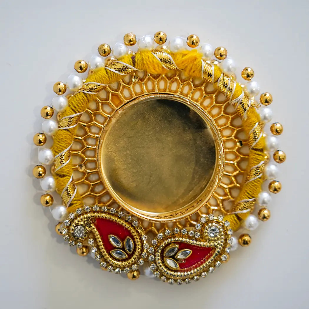 Peacock Diya Tealight Holder with Pearl Detail