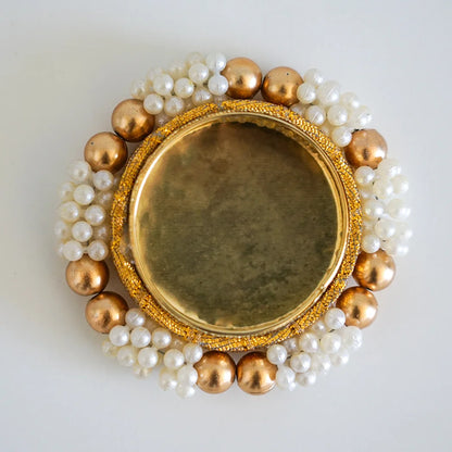 Pearl & Gold Diya Tealight Candle Holder