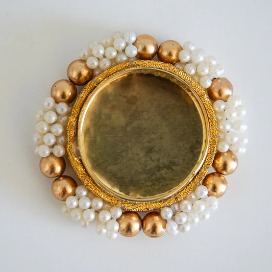 Pearl & Gold Diya Tealight Candle Holder