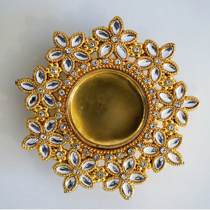 Decorative Kundan Flower Tealight Candle Holder