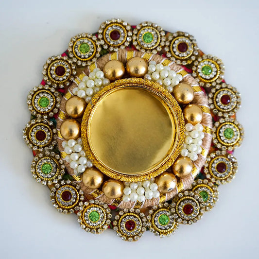 Jeweled Pearl Diya Tealight Holder