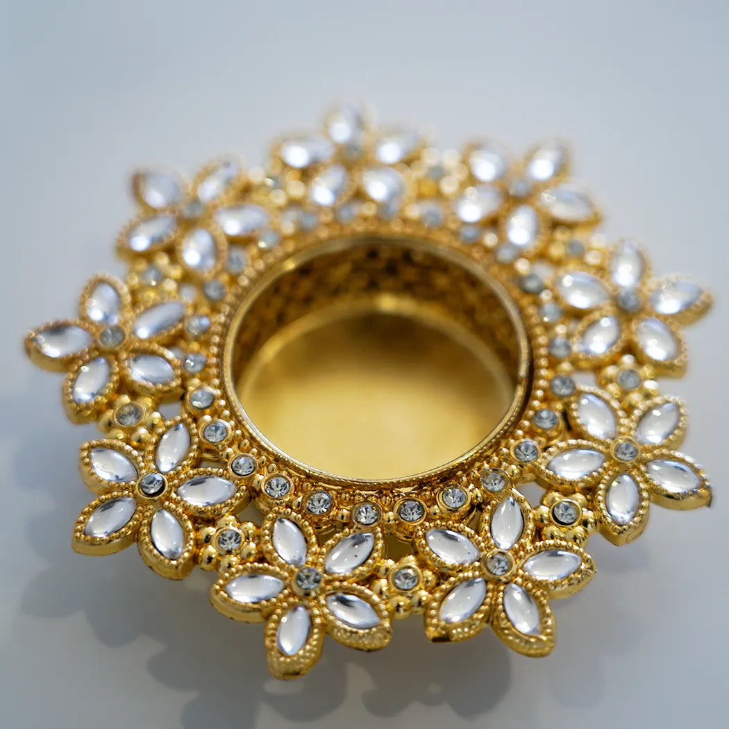 Decorative Kundan Flower Tealight Candle Holder