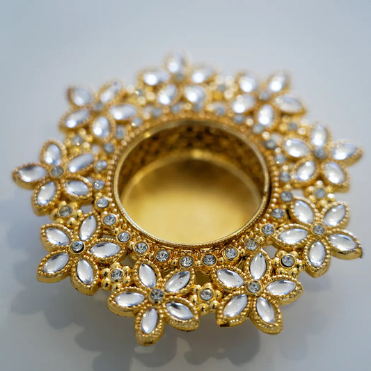 Decorative Kundan Flower Tealight Candle Holder